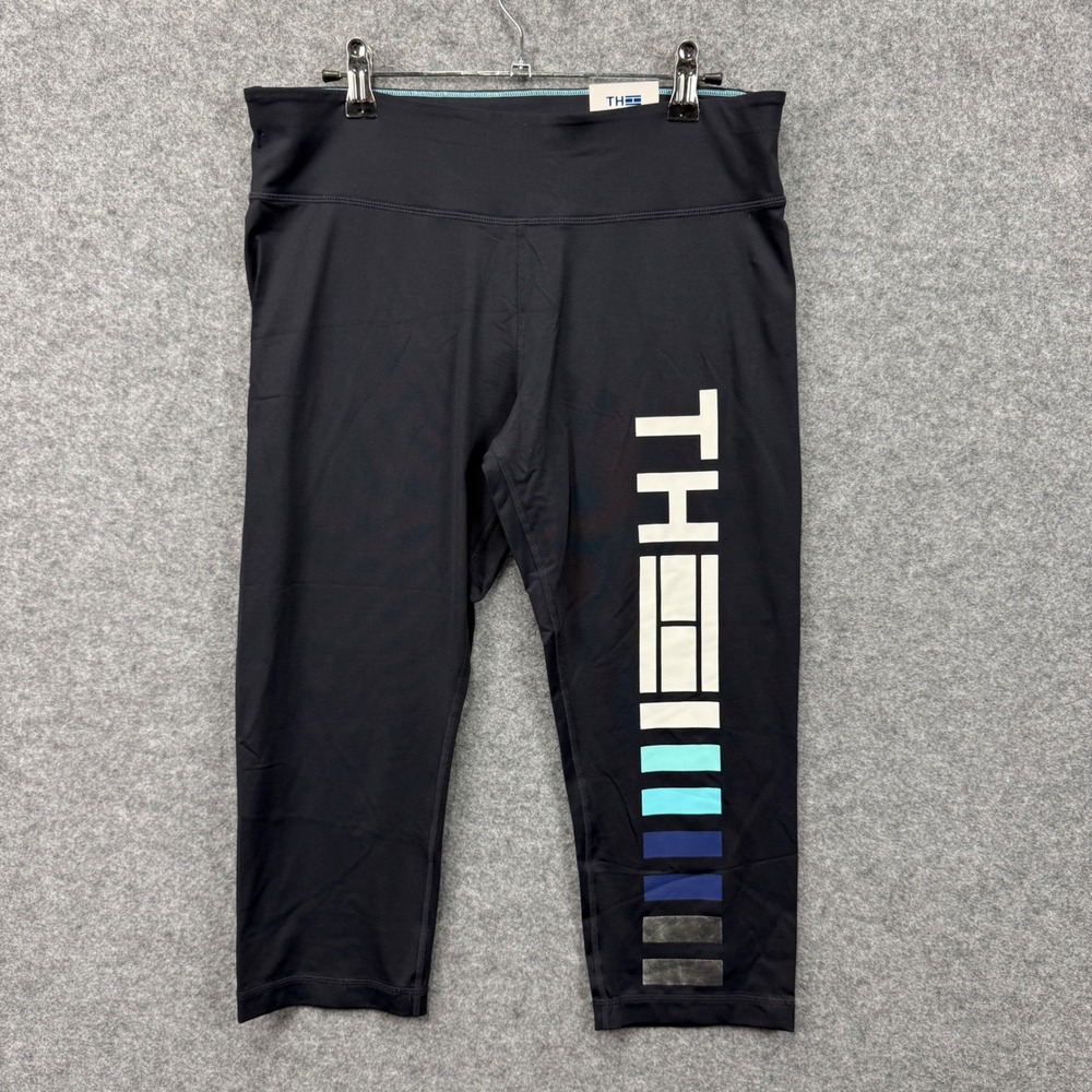 Tommy Hilfiger Sport Womens XL Black Mid Rise Cropped‎ Compression Leggings NWT